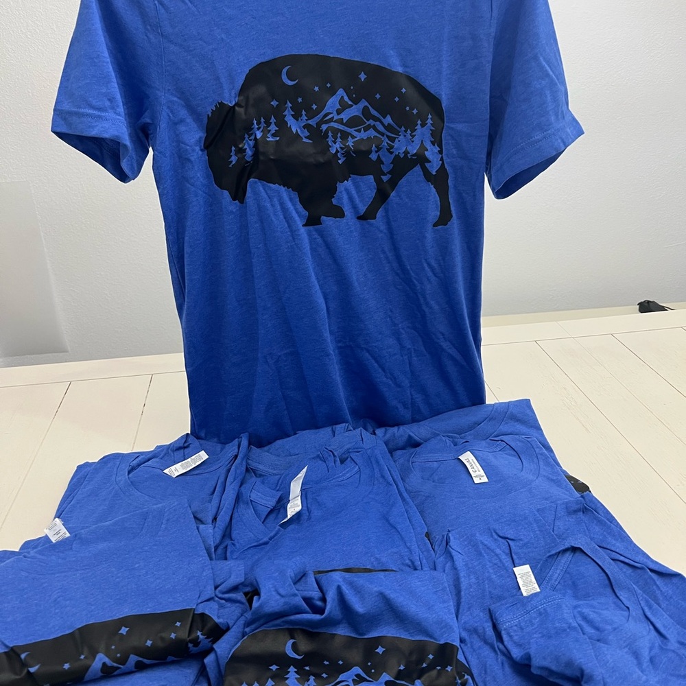 Blue Graphic T-Shirt with Buffalo Design